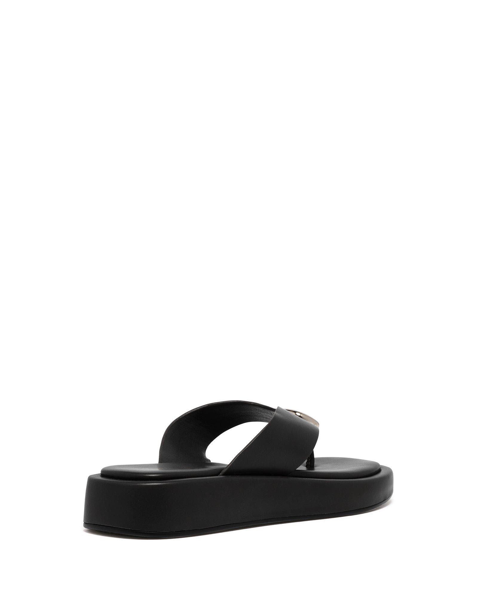 Val Square Toe Thong Sandal, Alternate, color, Black Smooth Pu