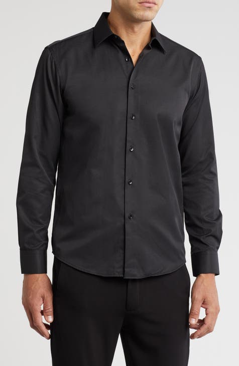 Mens black dress shirt slim fit online