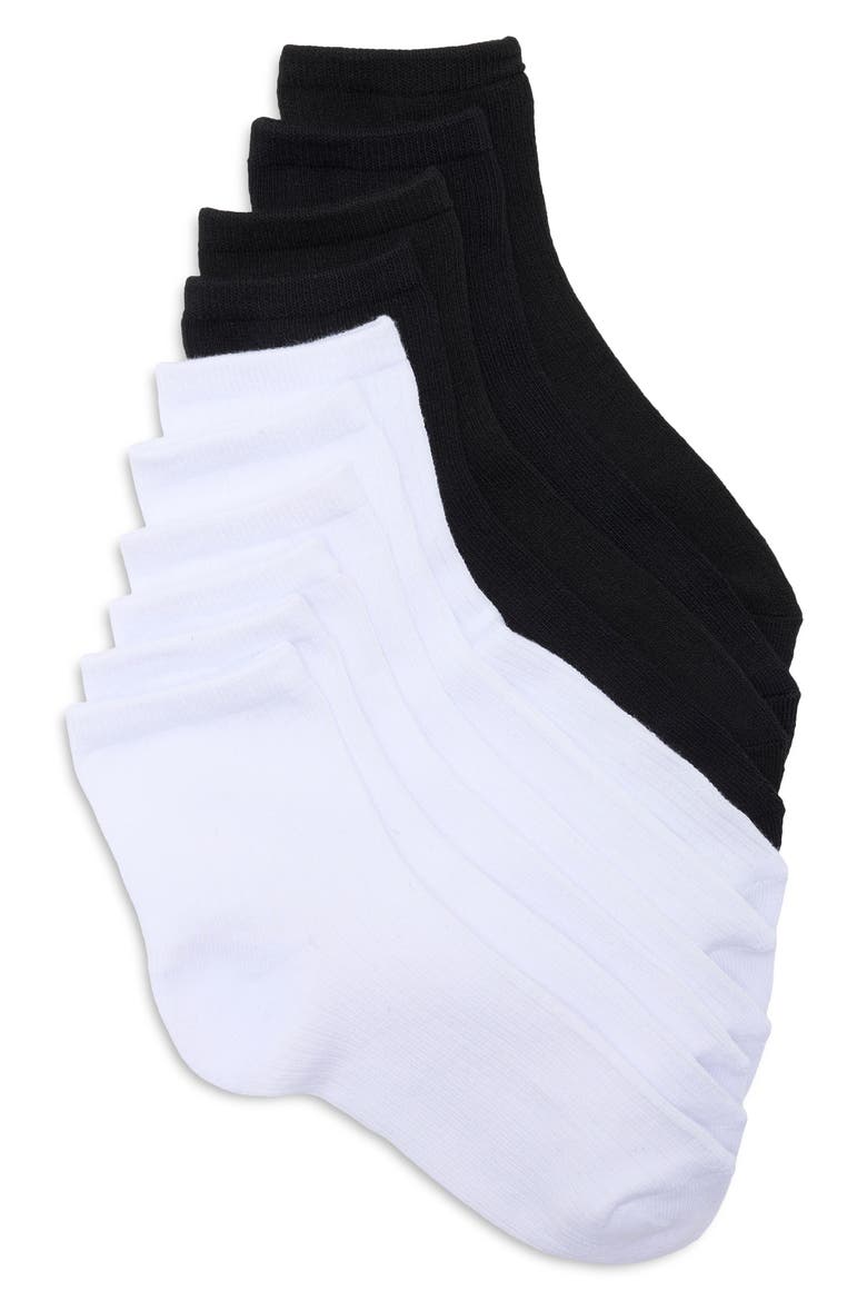 5-Pack Cushioned Ankle Socks, Main, color, WHITE/ BLACK
