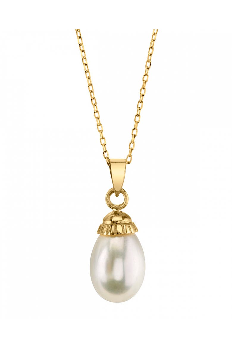 14K Gold White Freshwater Cultured Pearl Devon Pendant, Main, color, Yellow Gold