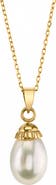 The Pearl Source 14K Gold White Freshwater Cultured Pearl Devon Pendant