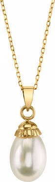 The Pearl Source 14K Gold White Freshwater Cultured Pearl Devon Pendant