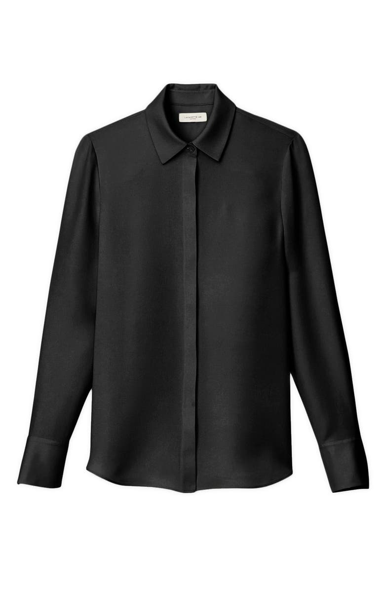 Lafayette 148 New York Scottie Silk Button-Up Blouse, Alternate, color, Black