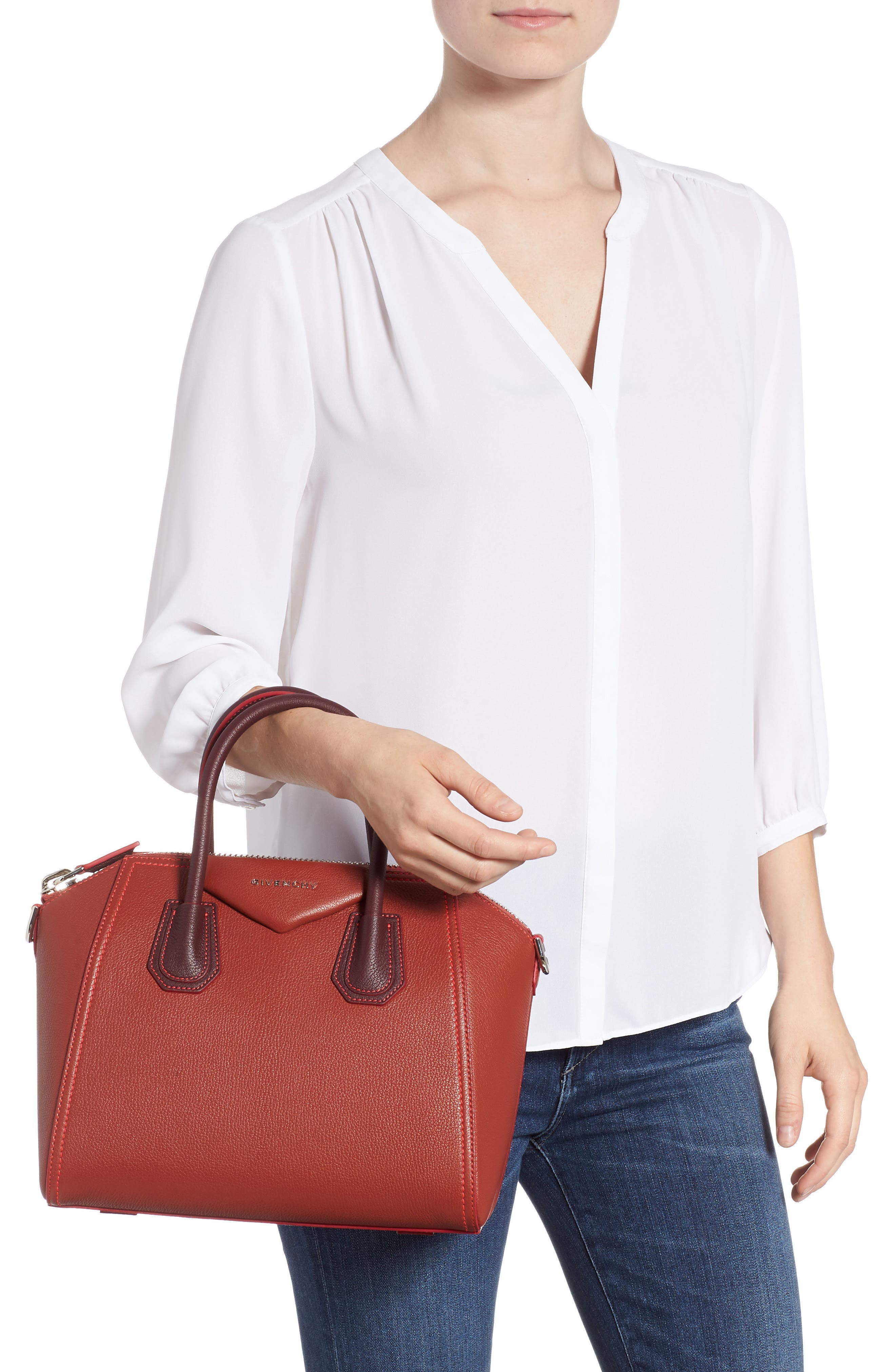Givenchy Small Antigona Leather Satchel, Alternate, color, 