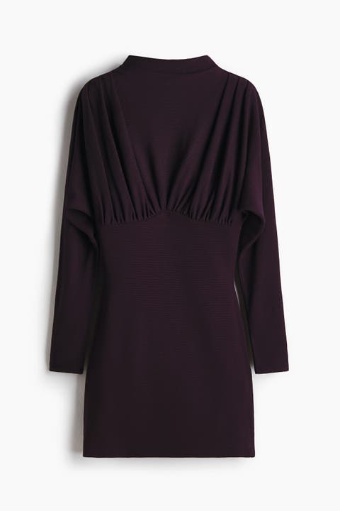 Gathered Turtleneck Dress