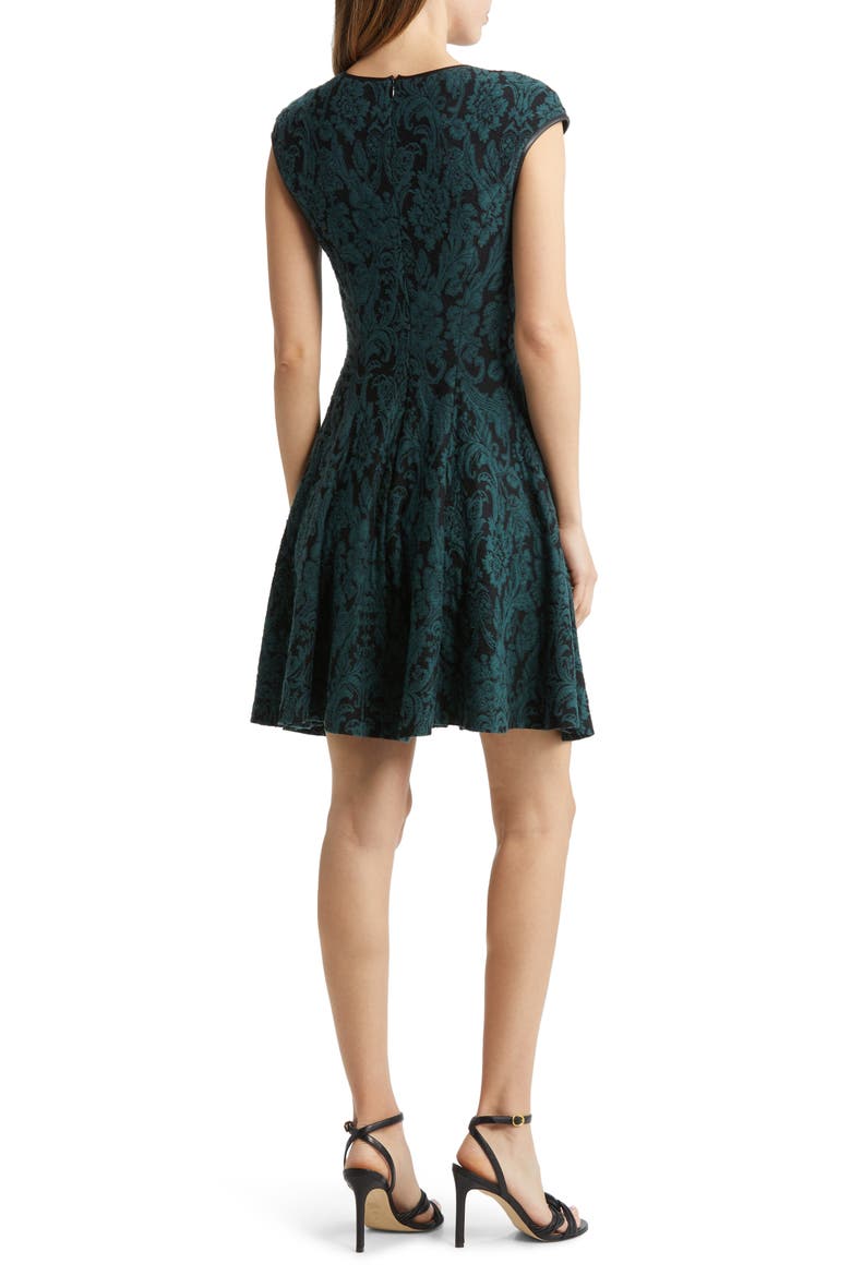 Jacquard Fit & Flare Dress, Alternate, color, HUNTER