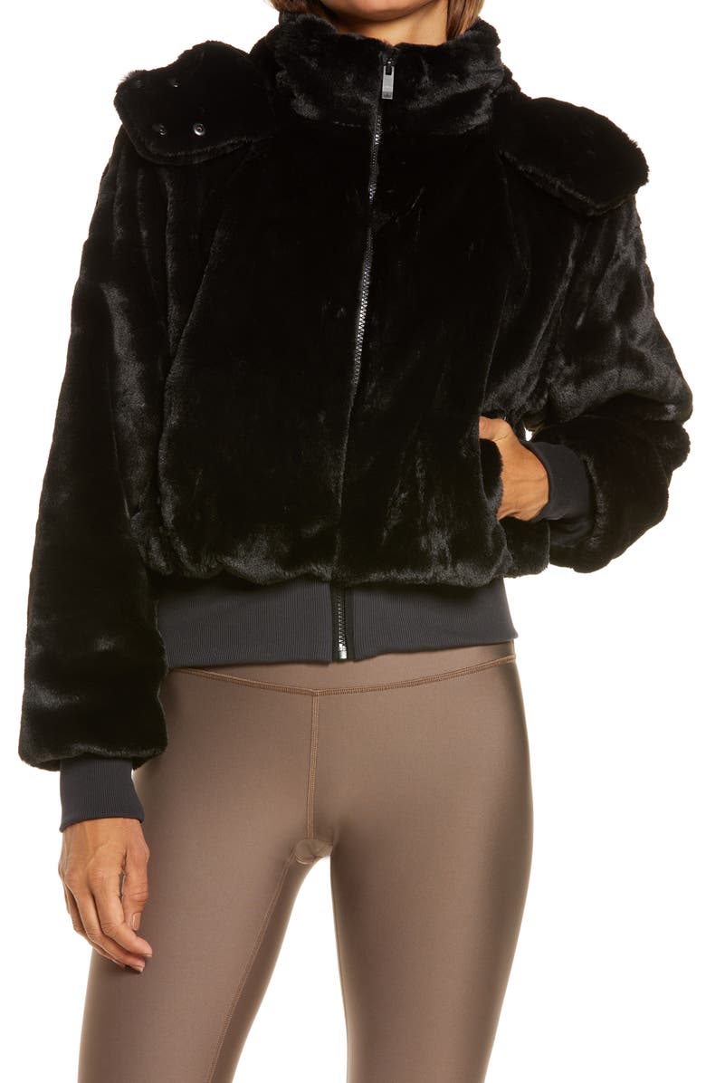 Alo Fox Faux Fur Jacket, Alternate, color, 