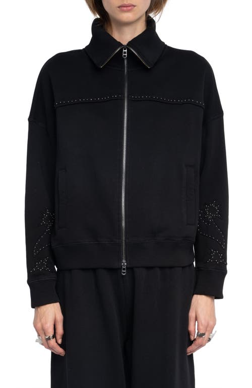Zadig & Voltaire Milly Studded Patch Zip Sweatshirt In Black
