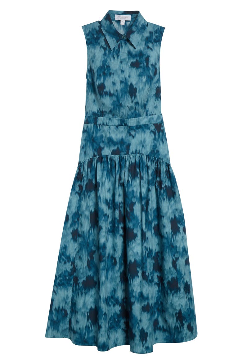 Floral Ikat Print Midi Shirtdress, Alternate, color, SEAGLASS MULTI