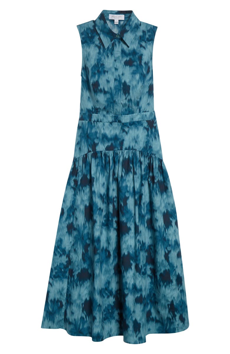 Michael Kors Collection Floral Ikat Print Midi Shirtdress, Alternate, color, Seaglass Multi