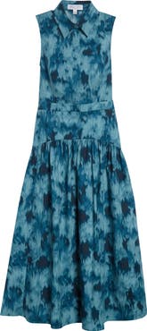 Michael Kors Collection Floral Ikat Print Midi Shirtdress