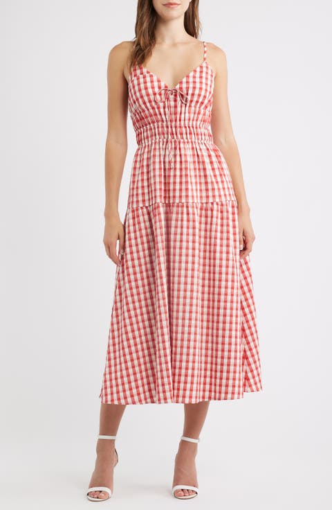 Spencer Smock Gingham Midi Dress