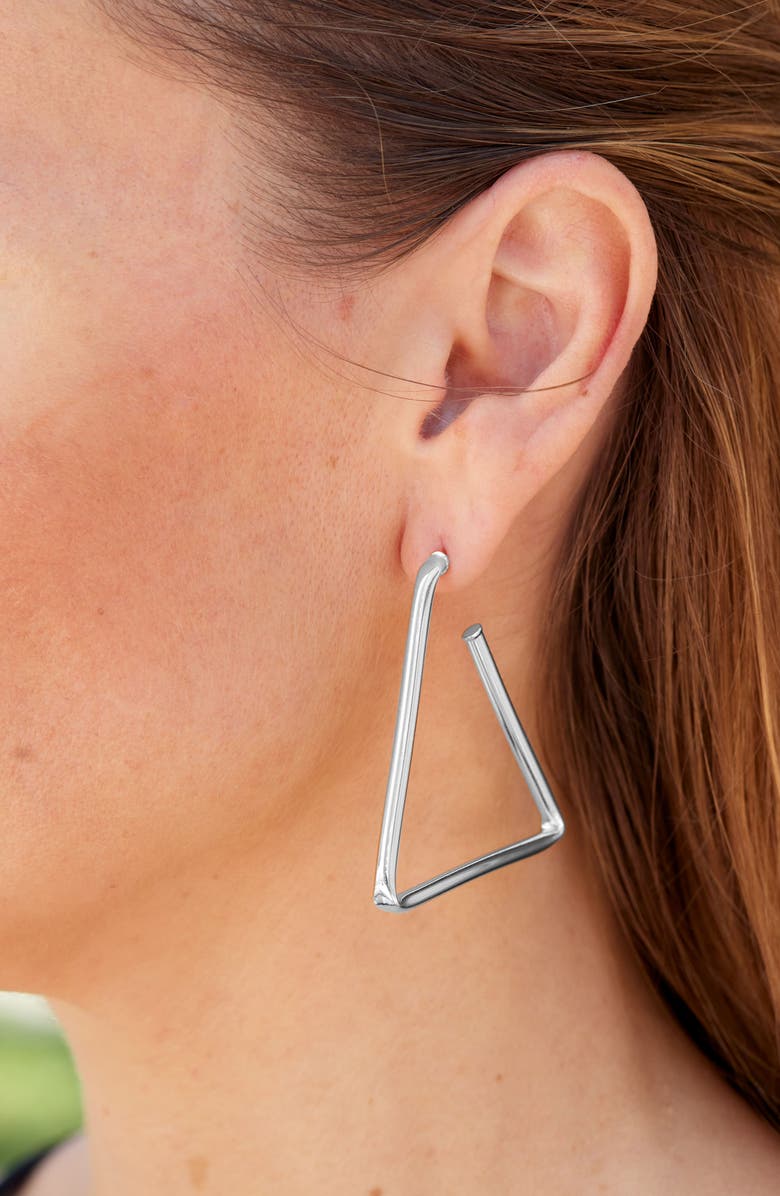 SAVVY CIE JEWELS Large Linear Hoop Earrings, Alternate, color, Silver