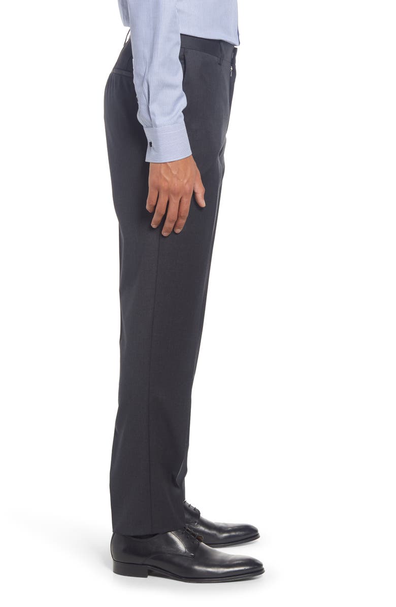 BOSS Genius Slim Fit Flat Front Wool Dress Pants, Alternate, color, Dark Grey