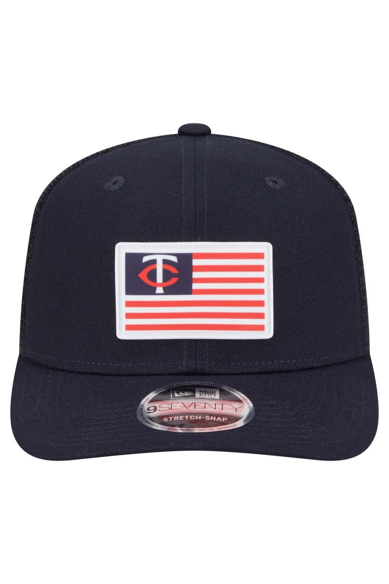 Men's New Era Navy Minnesota Twins Flag 9SEVENTY Stretch-Snap Hat, Alternate, color, Navy