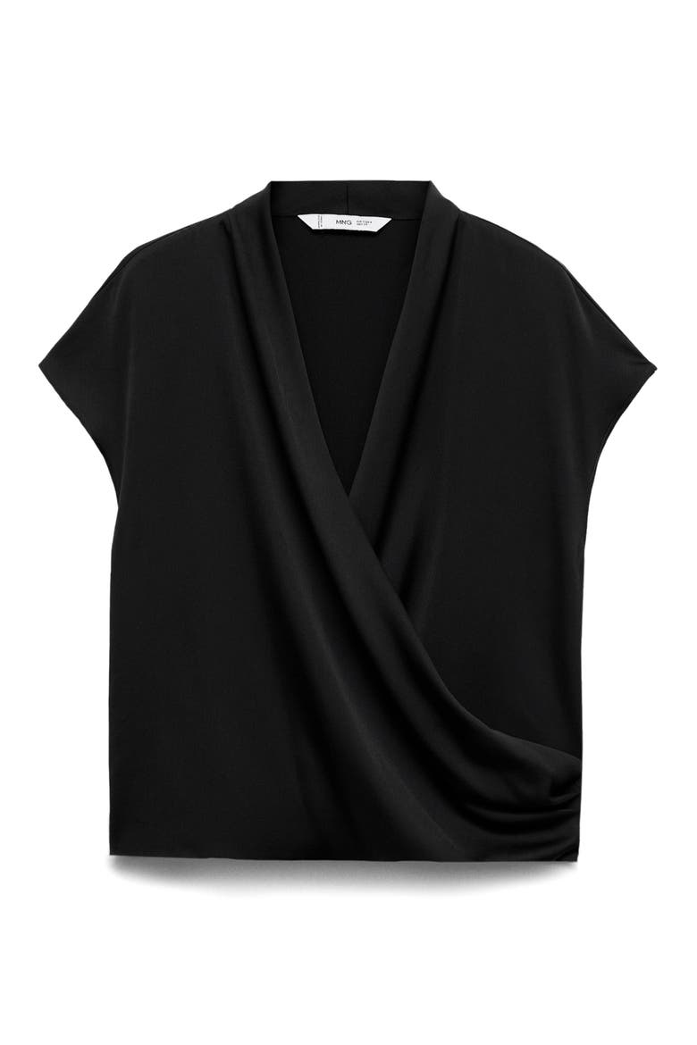 Wrap Front Top, Alternate, color, BLACK