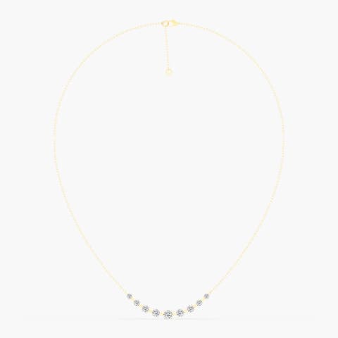 Orbit Graduated Bar Lab Diamond Necklace in 14K