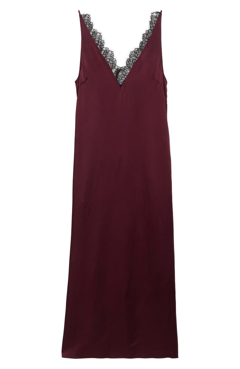 Stella McCartney Lace Trim Satin Slipdress, Alternate, color, Bordeaux