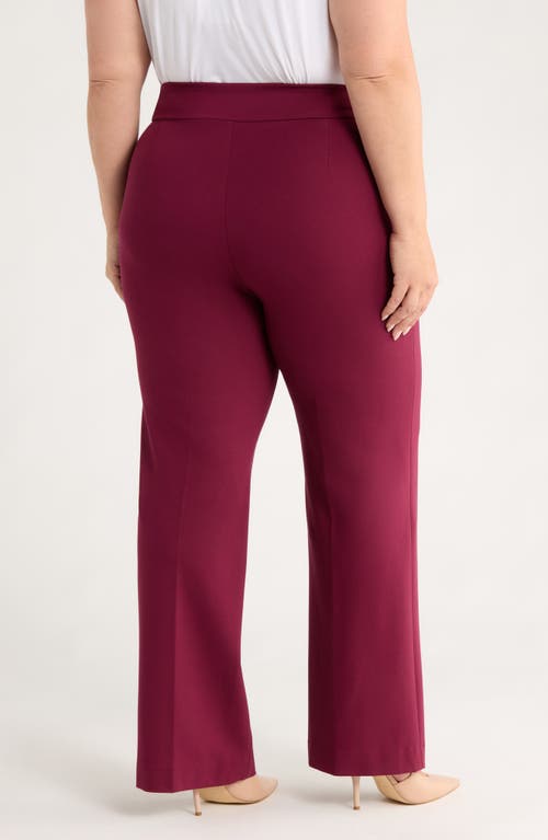 Anne Klein Plus Size Pull-on Wide-leg Pants In Burgundy