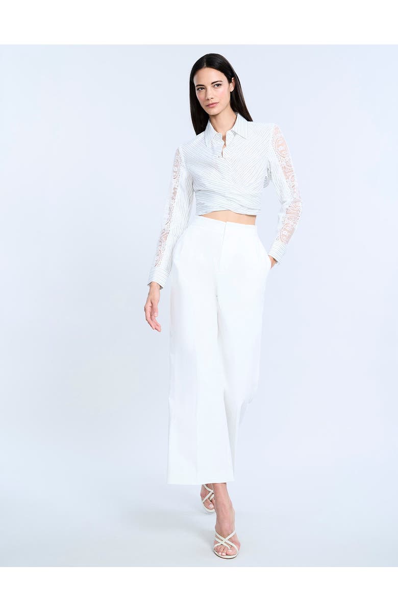 BCBGMAXAZRIA High Waist Cropped Pant, Alternate, color, Chalk