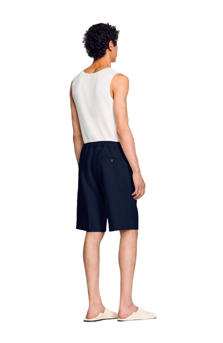 SANDRO Jersey Bermuda shorts, Alternate, color, Navy Blue