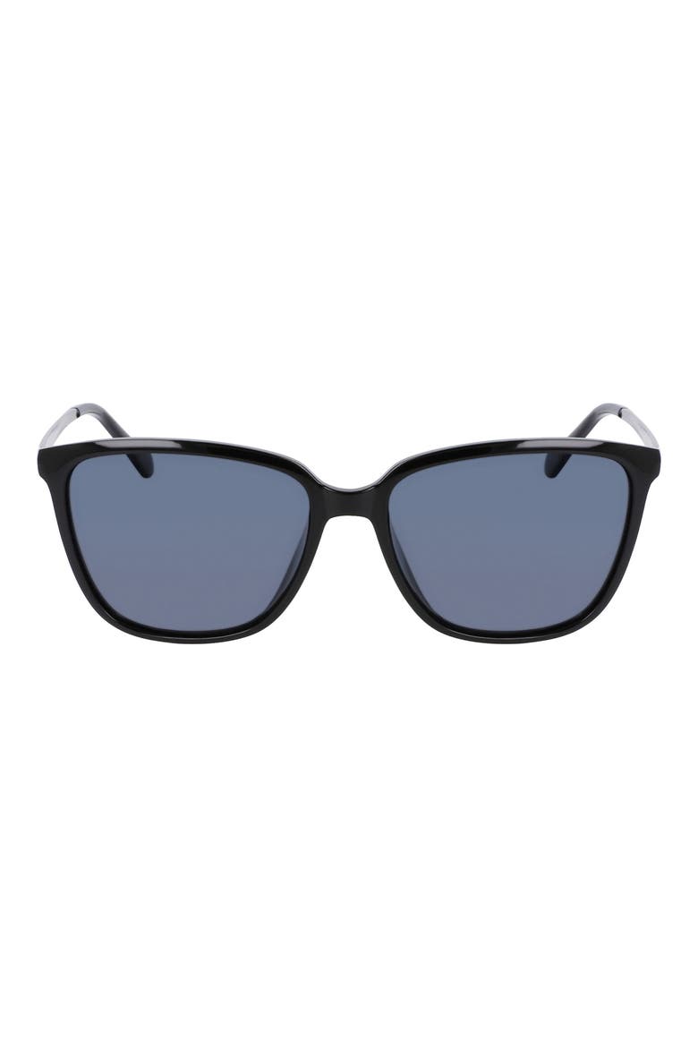 57mm Polarized Square Sunglasses, Main, color, BLACK