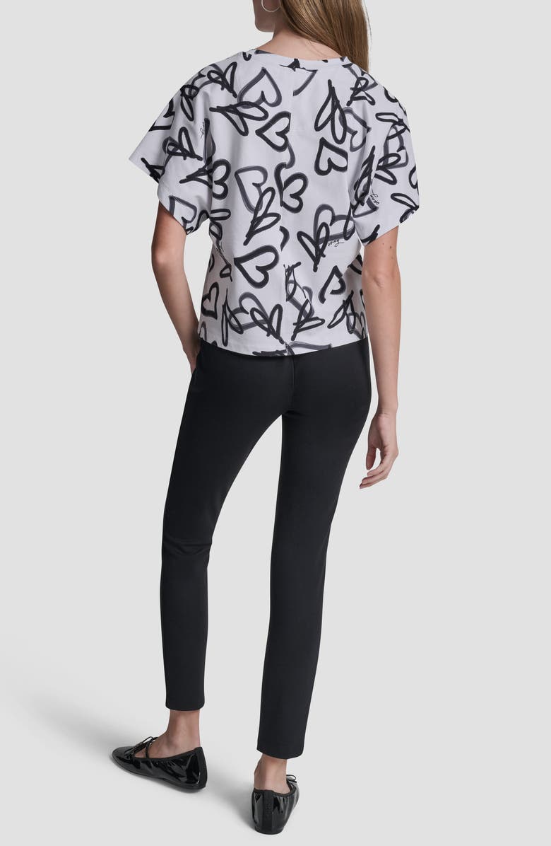 DKNY Print Tee Shirt, Alternate, color, Ivory Graffiti Heart