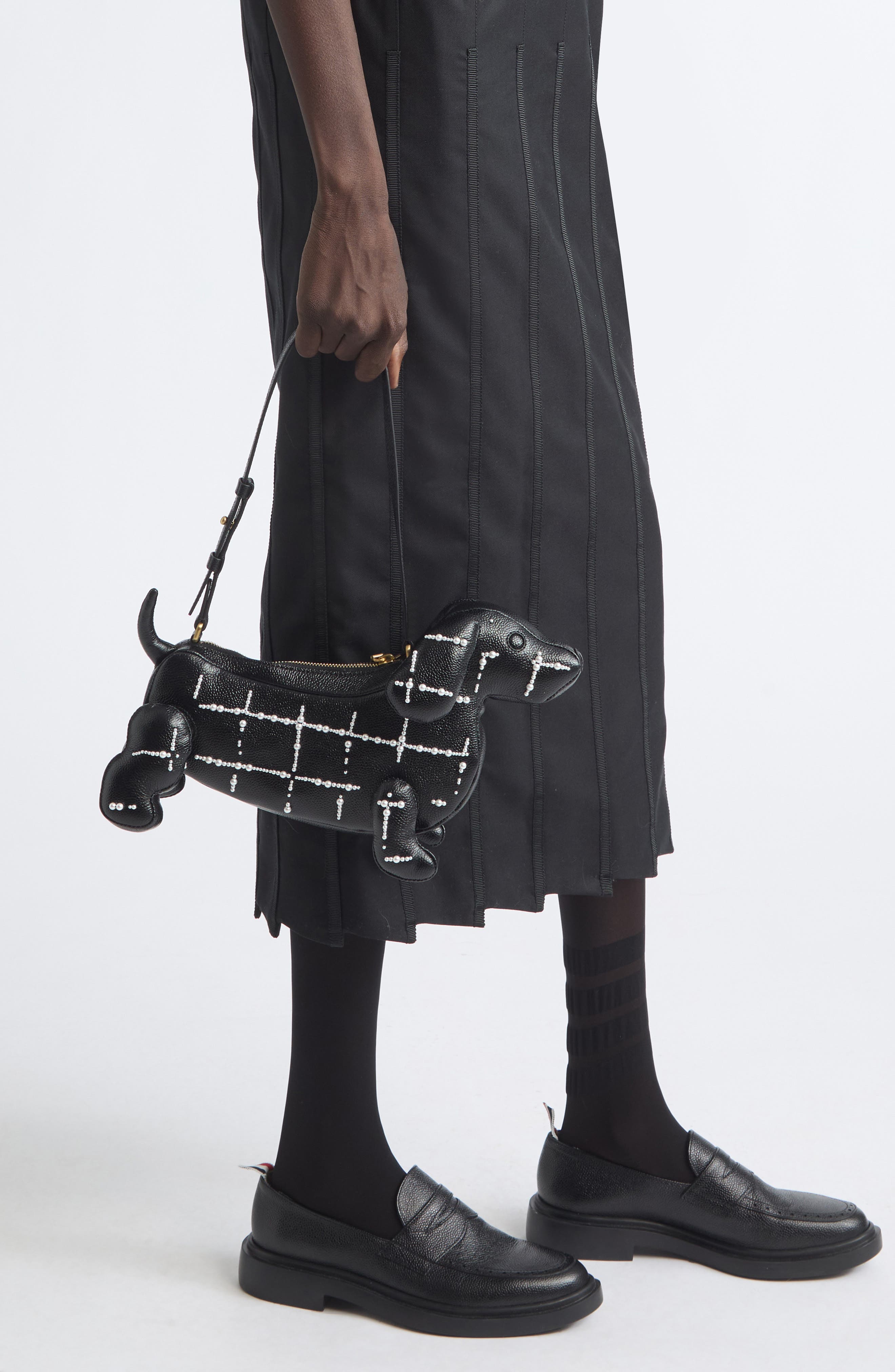 Baby Hector Windowpane Leather Shoulder Bag, Alternate, color, BLACK