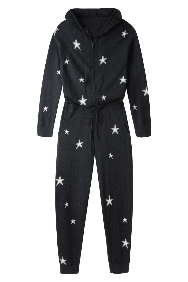 Star Pattern One-Piece Lounge Set, Alternate, color, DARK CHARCOAL MARL