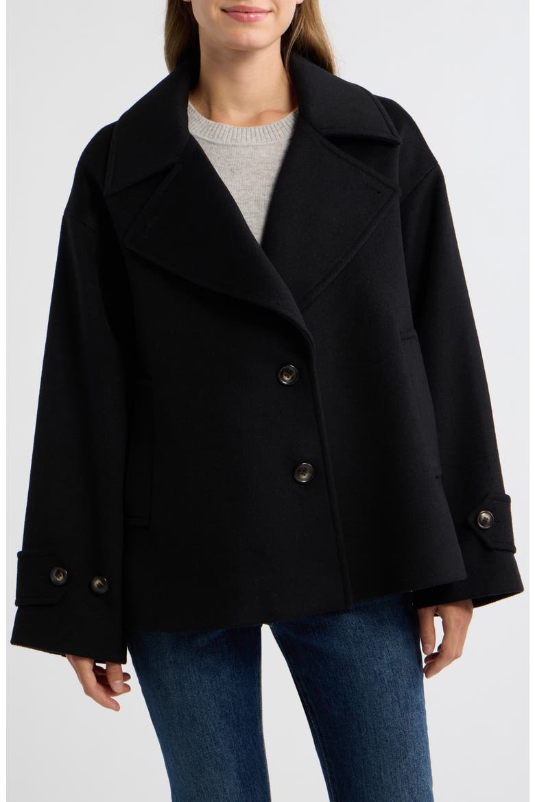 Single Breasted Crop Coat, Main, color, BLACK