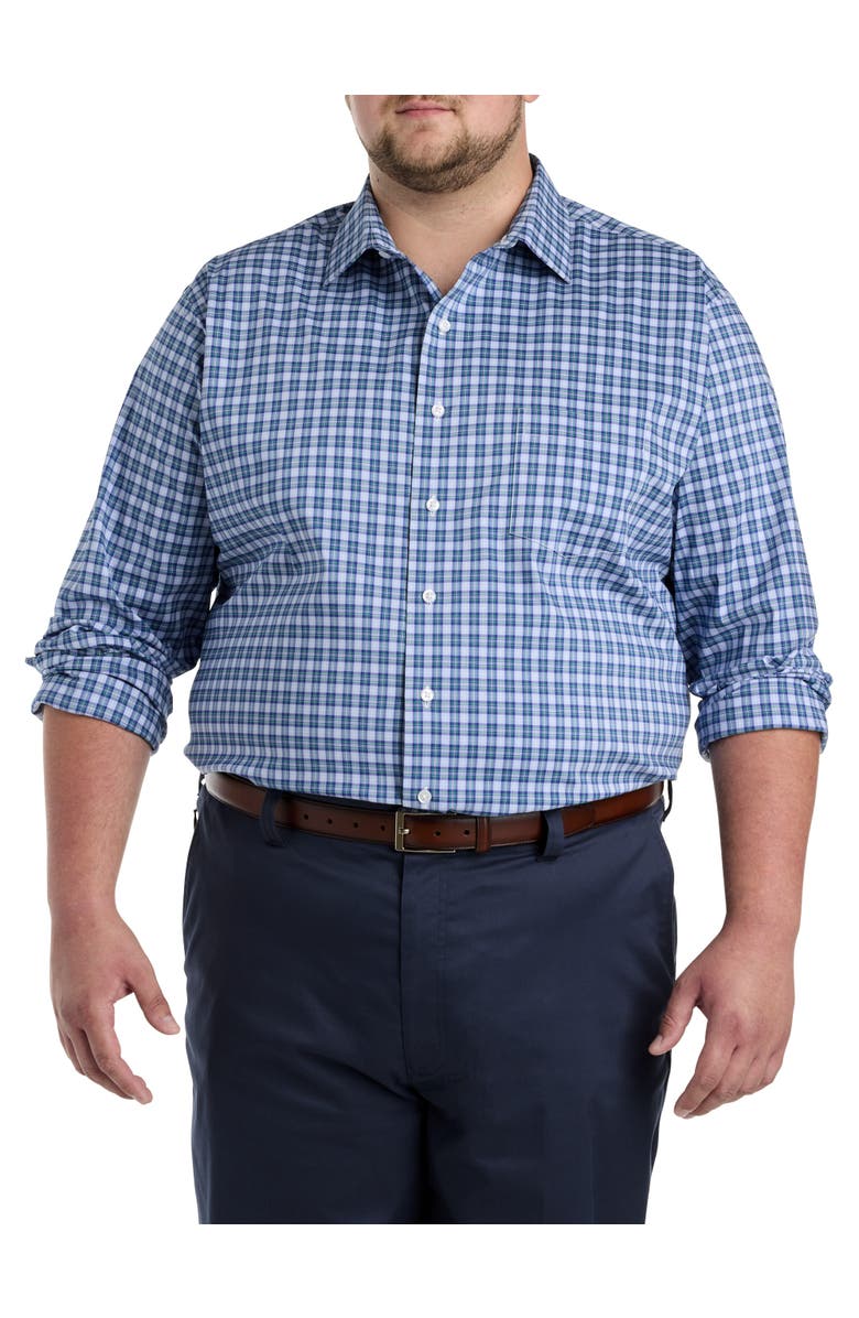 Synrgy by DXL Big & Tall Plaid Dress Shirt, Main, color, Blue