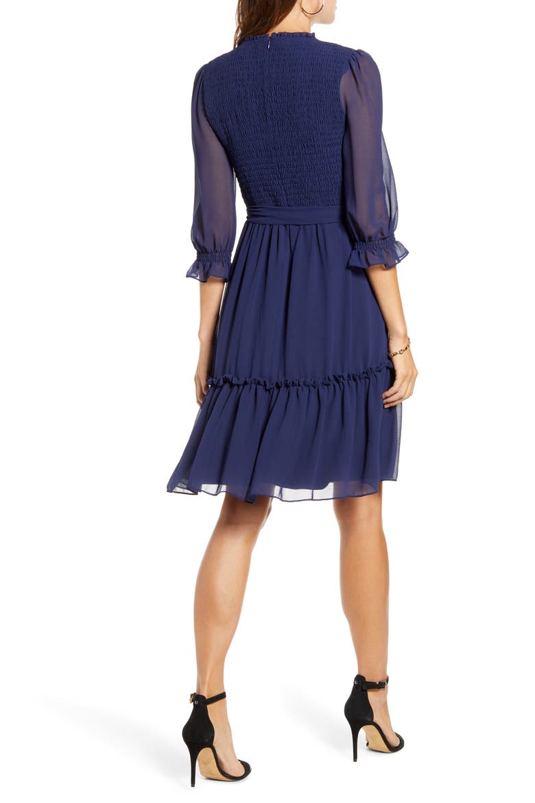 Smocked Dress, Alternate, color, NAVY