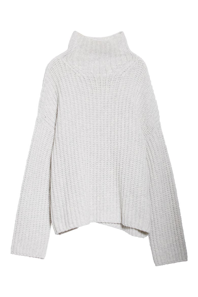 Lofty Wool Blend Funnel Neck Sweater, Alternate, color, LIGHT GREY