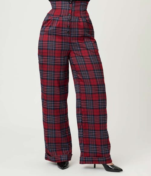 Unique Vintage Plus Size High Waist Trouser In Red
