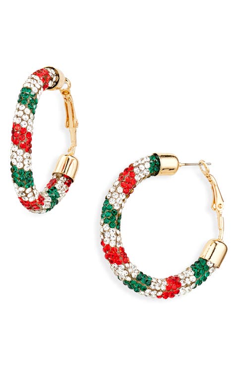 Pavé Crystal Hoop Earrings