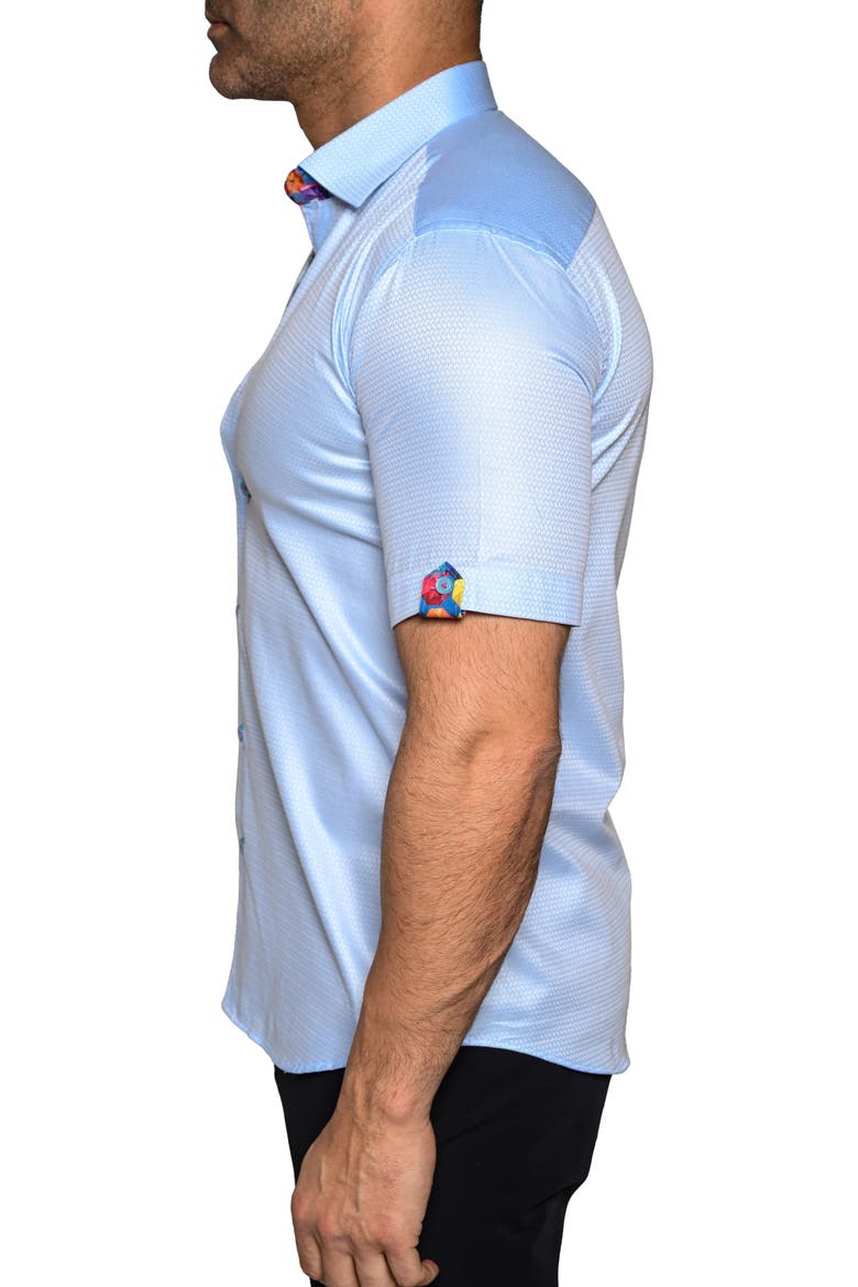Galileo Resistance Short Sleeve Button-Up Shirt, Alternate, color, BLUE