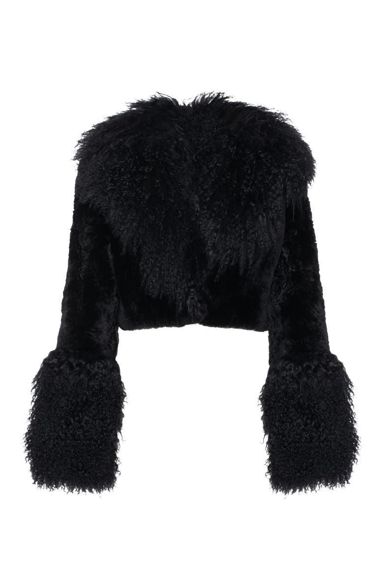 GORSKI Sheared Genuine Shearling Bolero With Genuine Shearling Collar & Cuffs, Alternate, color, Black