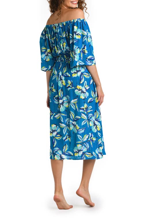 La Blanca Off-shoulder Midi Dress In Ocean