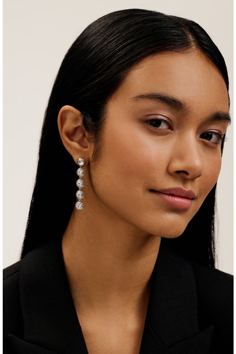 Sorella Linear Drop Earrings, Alternate, color, SILVER TONE/ CLEAR CRYSTAL
