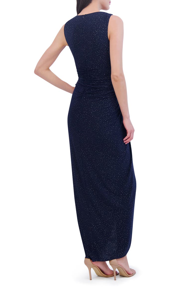 Shirred Rhinestone Detail Sleeveless Gown, Alternate, color, NAVY