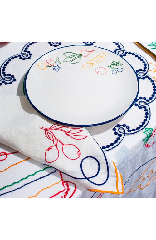 Misette Embroidered Linen Placemats 4-piece Set In Blue/green
