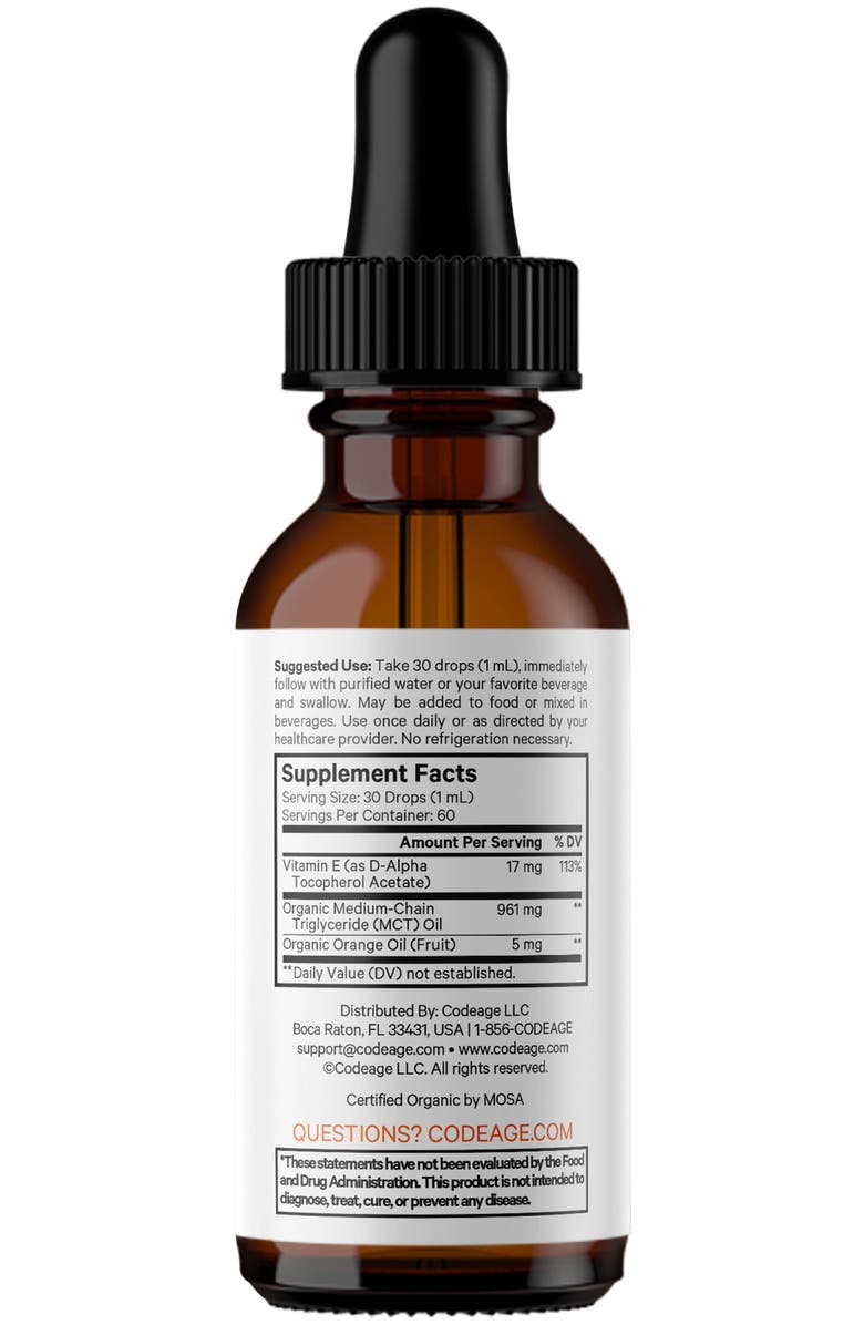 Codeage Liquid Vitamin E USDA-Certified Organic Supplement, Alternate, color, White