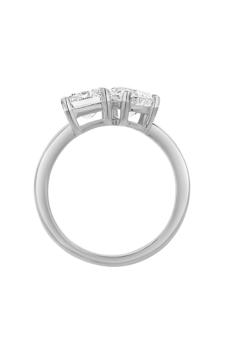 LuvMyJewelry Willow 14K Gold Toi et Moi Emerald and Pear Lab Grown Diamond Ring - 2 ct, Alternate, color, 14K White Gold