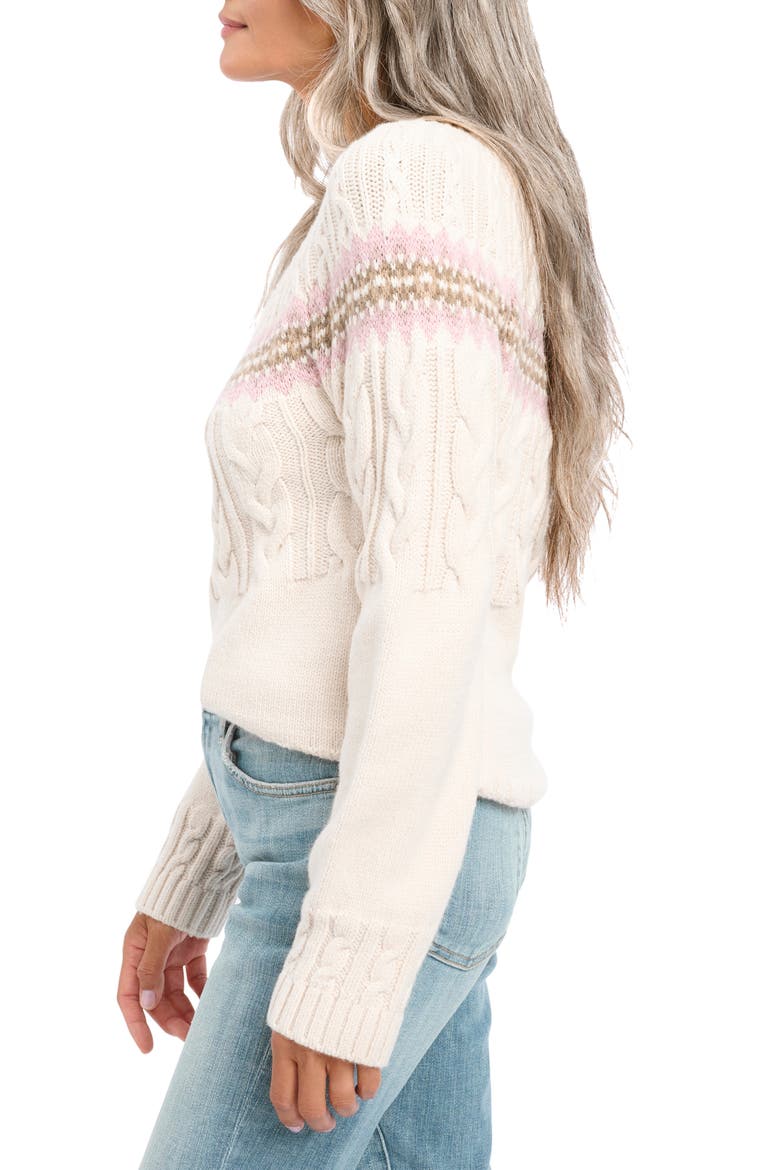 Olga Cotton Blend Cable Knit Sweater, Alternate, color, WINTER WHTE MULTI