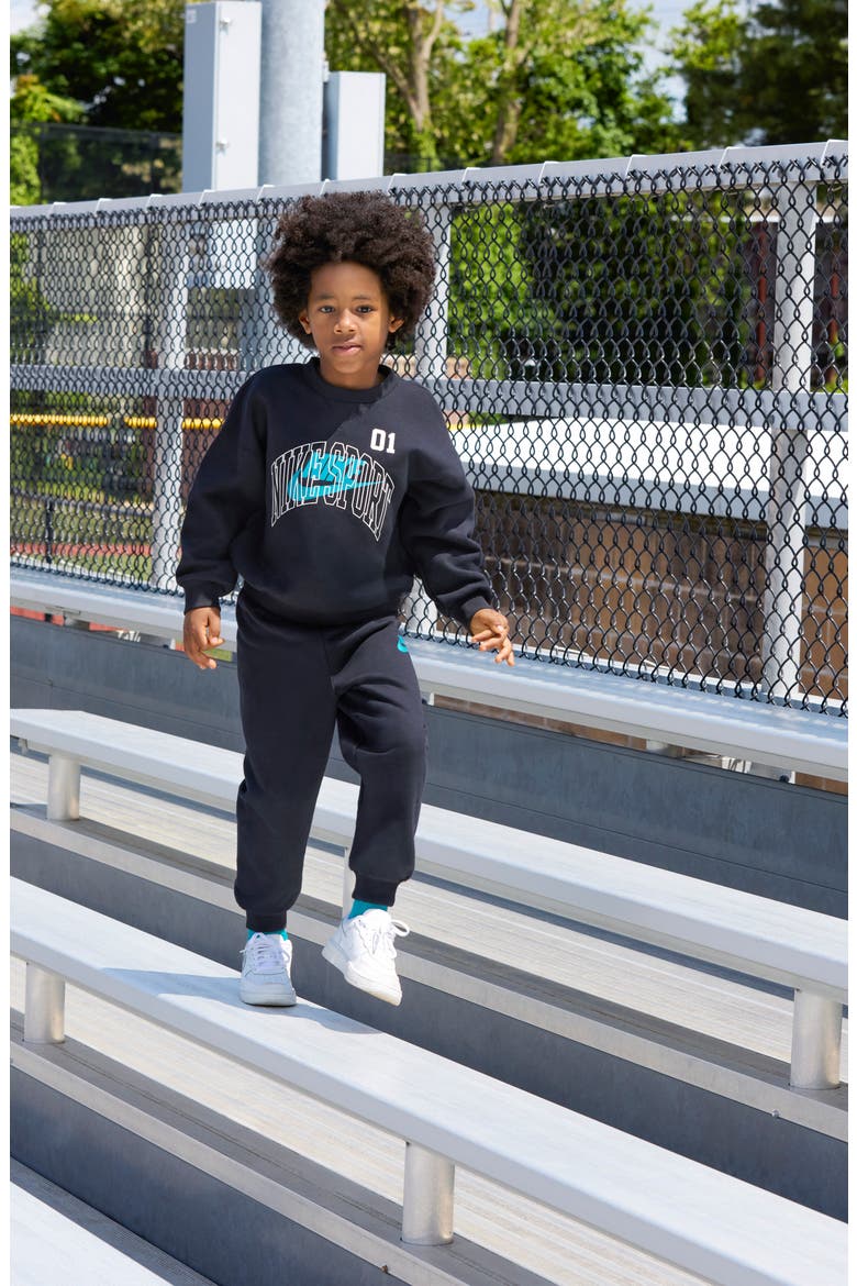 Kids' Multisport Fleece Crewneck Sweatshirt & Joggers Set, Alternate, color, BLACK