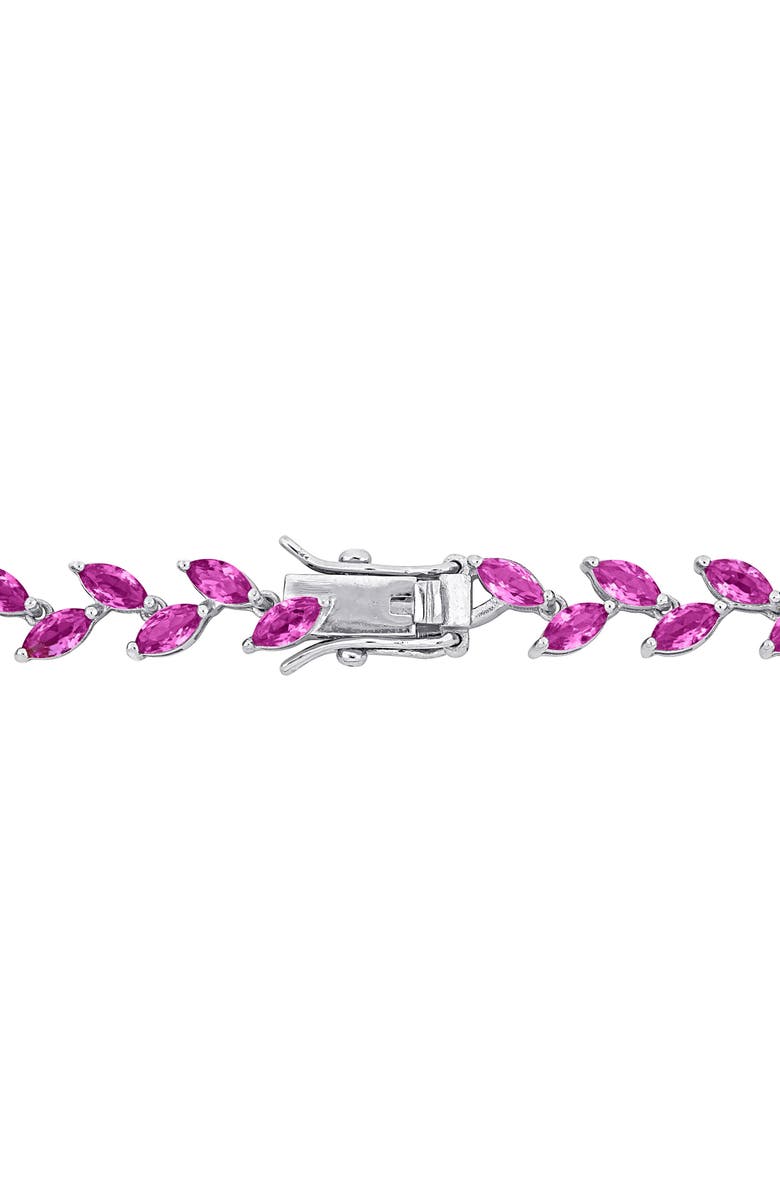 DELMAR Lab Grown Pink Sapphire Bracelet & Necklace Set, Alternate, color, Pink