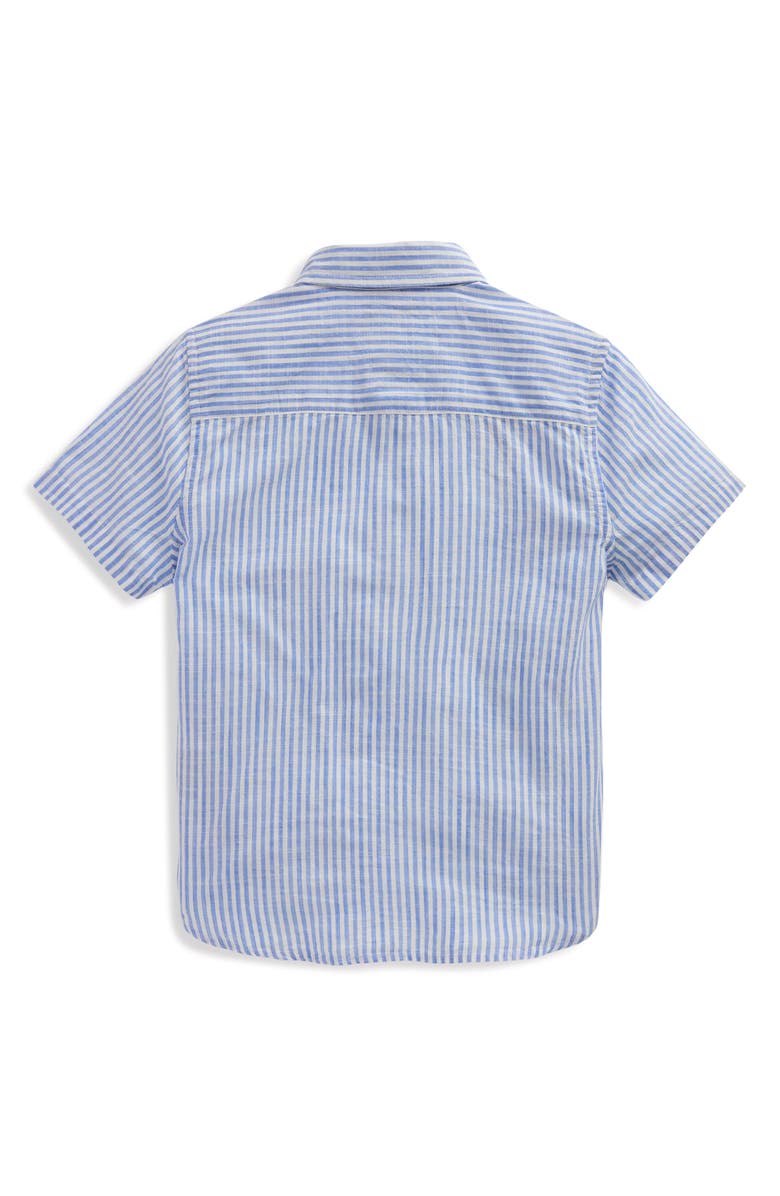 Mini Boden Kids' Embroidered Short Sleeve Button-Down Shirt, Alternate, color, Sea Side Embroidery