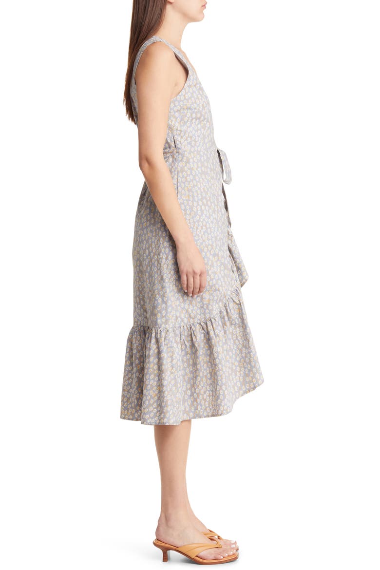 Floral Ruffle Trim Wrap Dress, Alternate, color, STILL DAWN