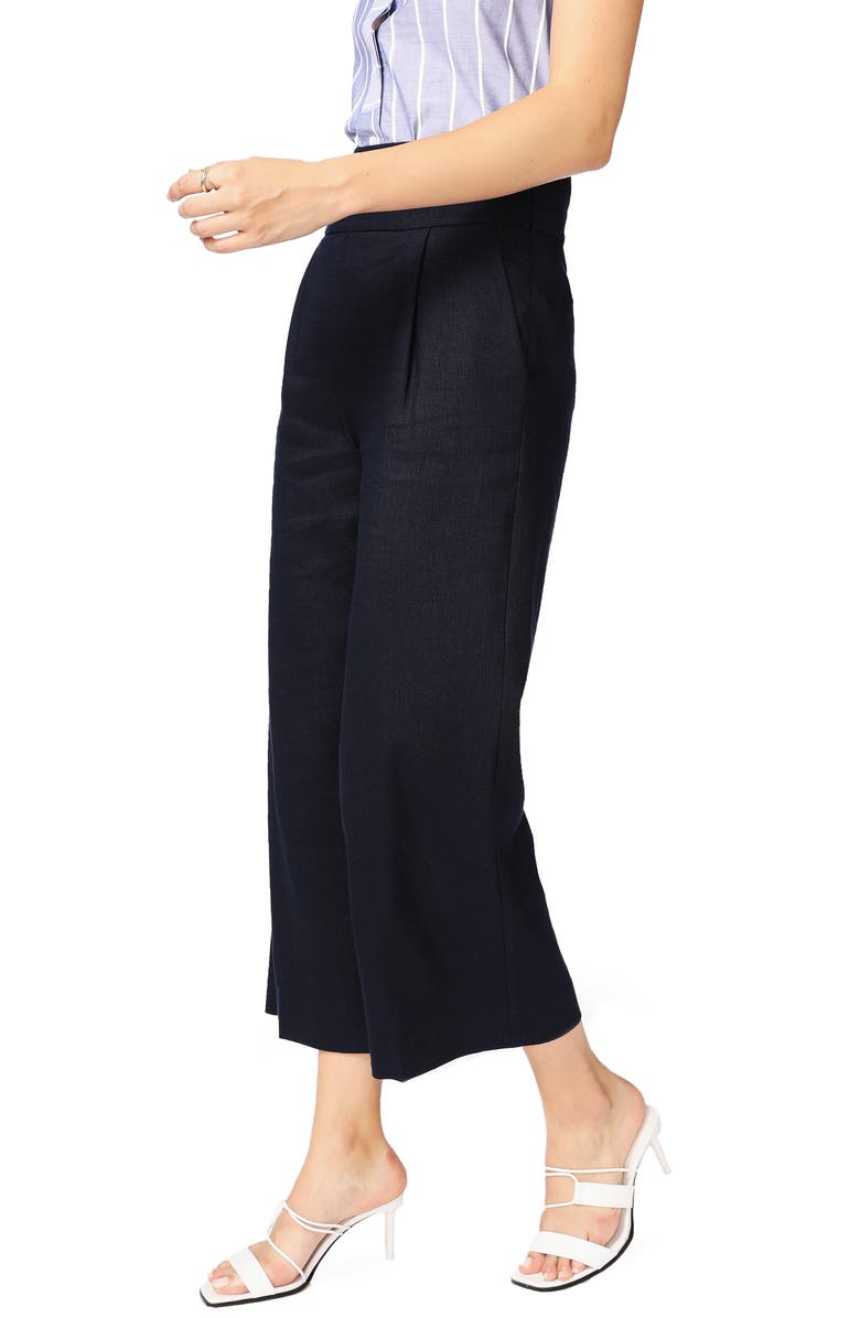 Court & Rowe Linen Blend Crop Wide Leg Trousers, Alternate, color, Blue Night