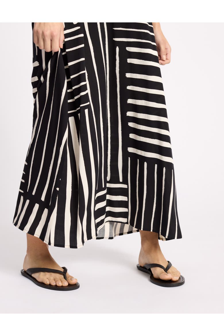 Patchwork Stripe Wide Strap Sundress, Alternate, color, Black